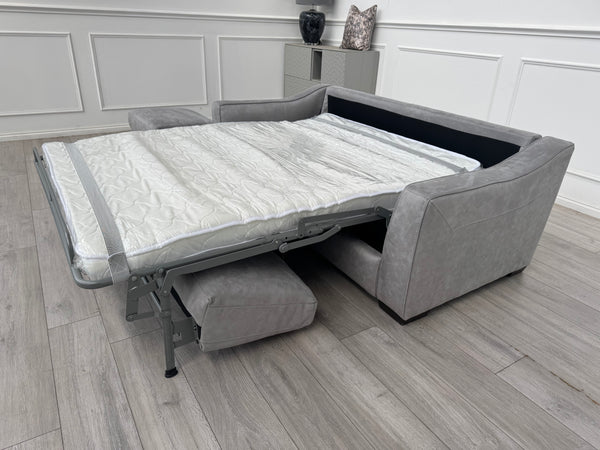 Optimus 3 Seater Sofabed Sofa Silver Grey Microfibre