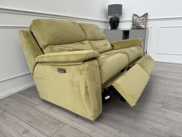 G Plan Thornbury 3 Seater Sofa Olive Velvet Power Recliner & Headrest & Lumbar