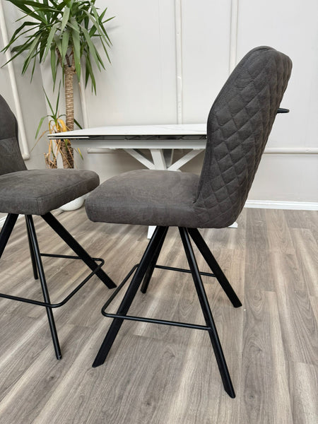 Loki Swivel Bar Stool Grey Charcoal Fabric Swivel Stylish Aesthetic Kitchen Chairs