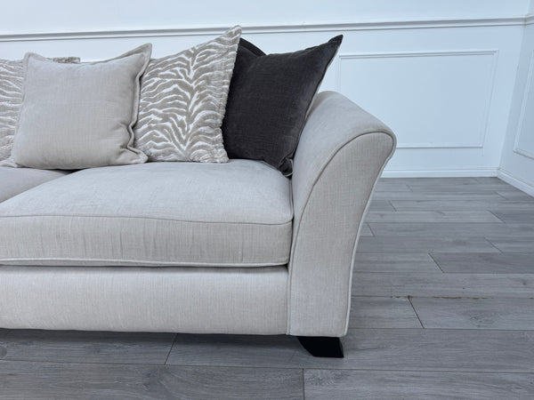 Sasha 4 Seater Sofa Pillow Back Cream Fabric Grand Sofa