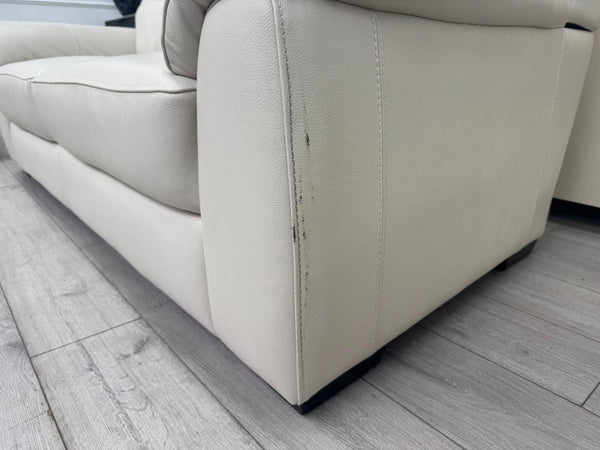 Off White Leather 3 & 3 Seater Static Sofa Set