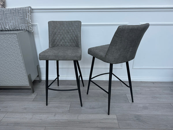 Earth Pair Of 2 Grey Dining Bar Stools