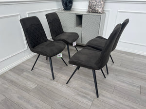 Warrior Charcoal Grey Faux Leather Set Of 4 Dining Chairs