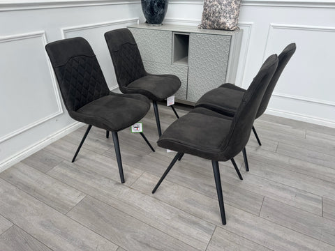 Warrior Charcoal Grey Faux Leather Set Of 4 Dining Chairs