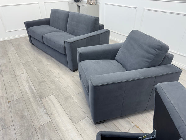 Sonno Electric 3 Seater Sofa Bed + 2x Armchairs Sofa Set Charcoal Grey + footstool