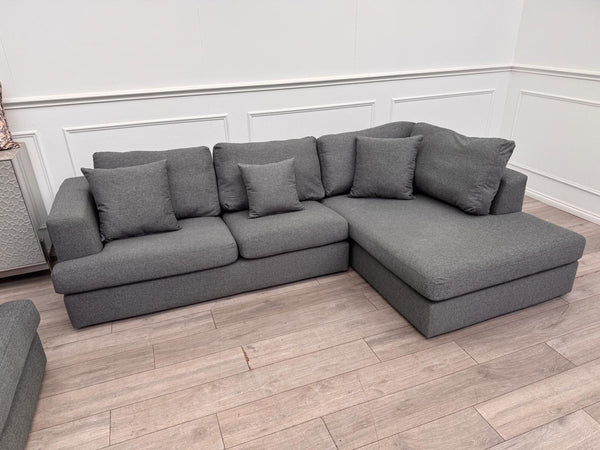 Grey Fabric Corner Sofa And Armchair Sofa Set
