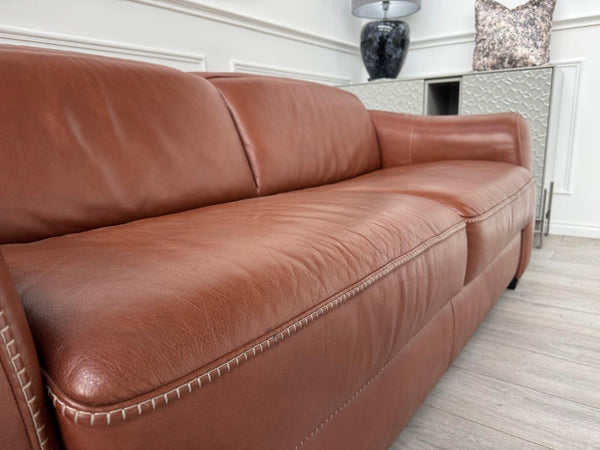 Natuzzi Edition Salerno Brown Leather Large 3 Seater Sofa Adjustable Headrests