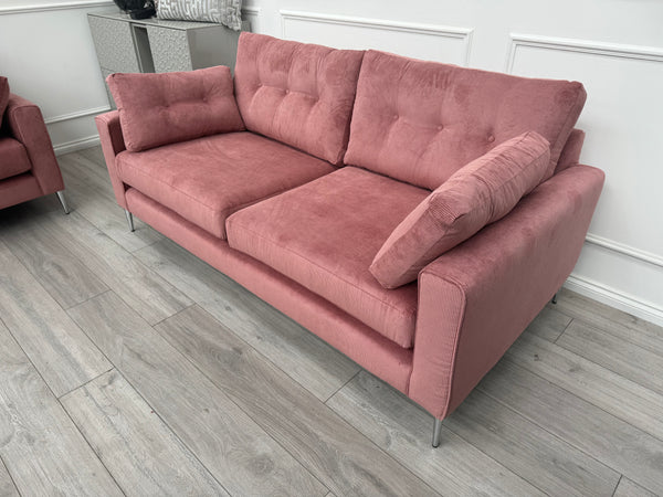 Maya Pink Cord Fabric 3+2 Seater Sofa Set Fast Delivery Available