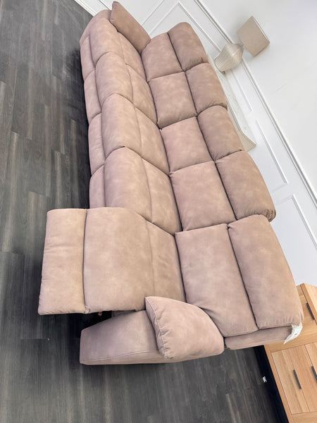 Moreno Light Brown Tan Fabric 5 Seater Sofa Power Recliner