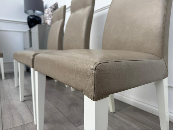 ALF Fascina Set of 6 Faux Leather Dining Chairs Taupe/ Cream RRP £3,447