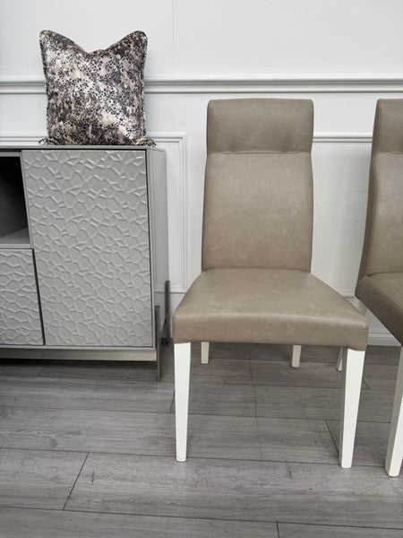 ALF Fascina Set of 6 Faux Leather Dining Chairs Taupe/ Cream RRP £3,447
