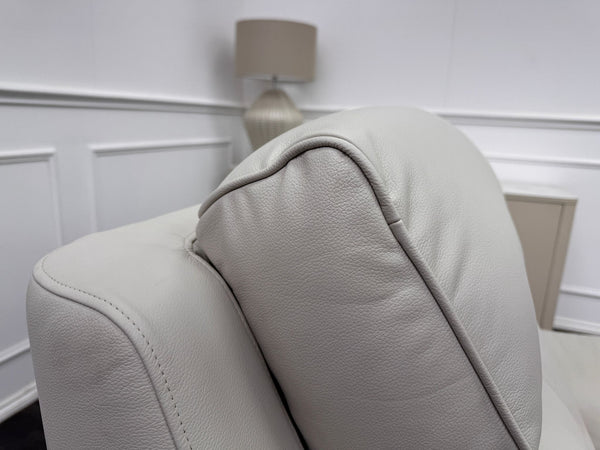G Plan Harper Off White/ Chalk Leather Power Recliner Armchair Headrest & Lumbar