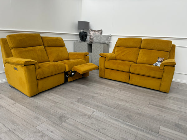 Thornbury/Harper 2+2 Seater Sofa Set Power Recliner Mustard RRP £7590