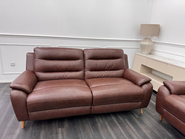 Lazyboy Stafford Brown Leather 3 & 2 Static Sofa Set