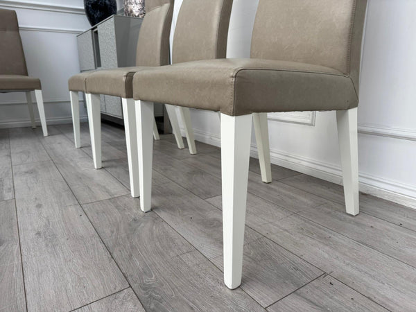ALF Fascina Set of 6 Faux Leather Dining Chairs Taupe/ Cream RRP £3,447