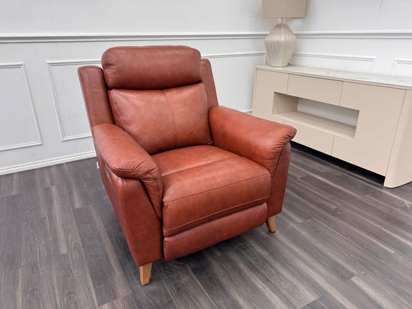 La Z Boy Kenzie Tan Brown Leather Power Recliner Fabric Armchair