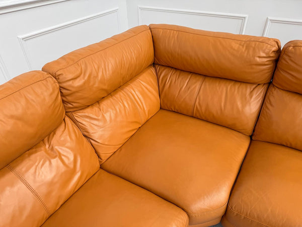 Contempo 1 x Power Reclining Corner Sofa In Orange/Tan Leather