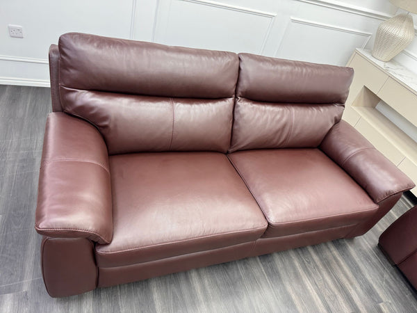 Brown Leather 3 & 2 Seater & Armchair Static Sofa Set