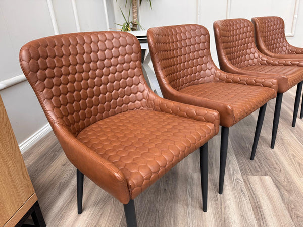 Osaka Tan Faux Leather Contemporary Stylish Aesthetic Dining Chair