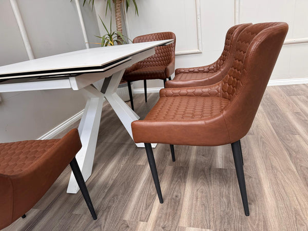 Osaka Tan Faux Leather Contemporary Stylish Aesthetic Dining Chair