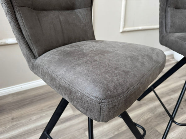 Loki Swivel Bar Stool Grey Charcoal Fabric Swivel Stylish Aesthetic Kitchen Chairs
