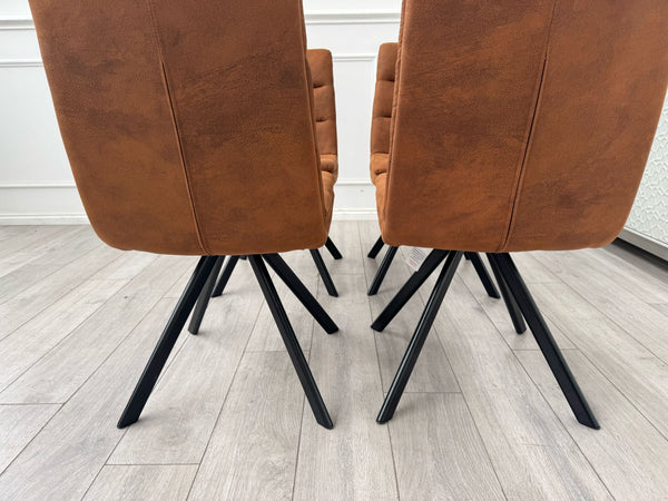 Njord Swivel Dining Chairs Rust Fabric