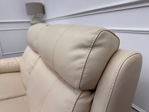 Komodo Relax Station 3 & 2 Seater Cream Leather Power Recliner Headrest Sofa Set