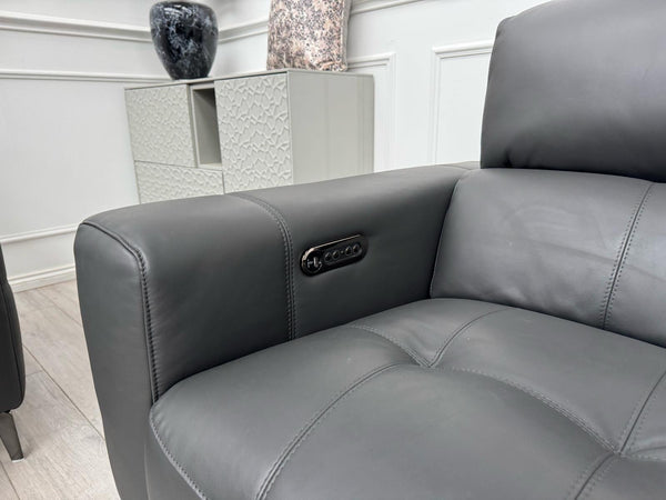 New York Power Recliner 3&2 + Armchair Sofa Set Grey Leather