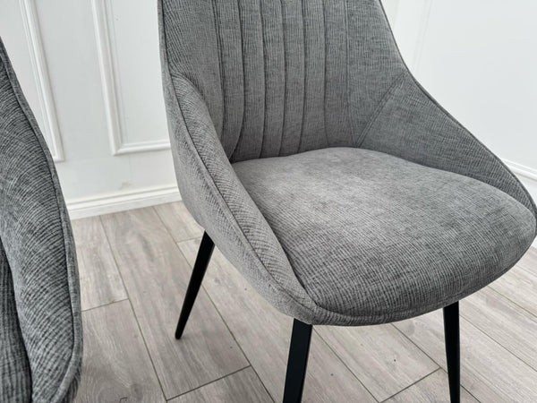 Furniture Village Crete Swivel Dining Chairs Dark Grey Fabric