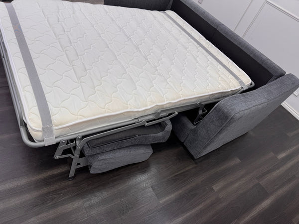 Optimus 3 Seater Grey Fabric Sofa Pull Out Bed Including Mattress