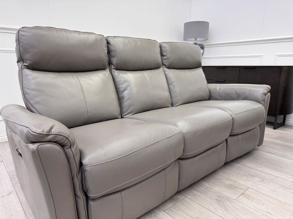 Piccolo Grey Leather 3 & 2 Seater Power Recliner Sofa Set