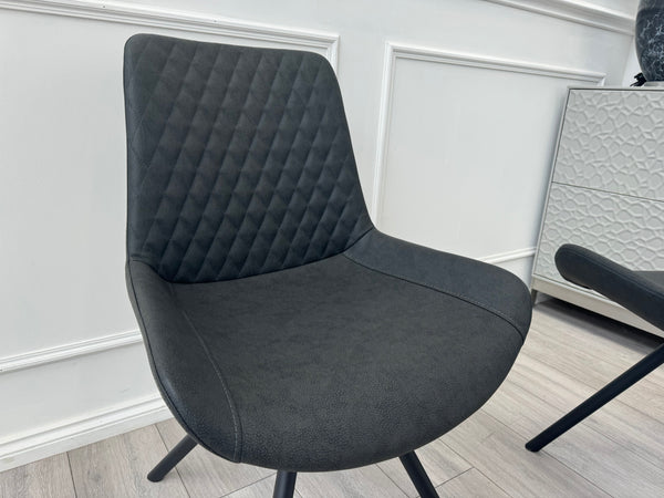 Ion Charcoal Grey Suede/Microfibre Pair of Dining Chairs