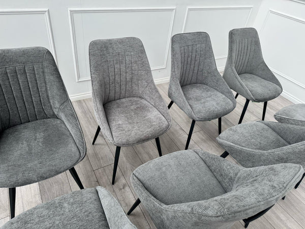 Furniture Village Crete Swivel Dining Chairs Dark Grey Fabric