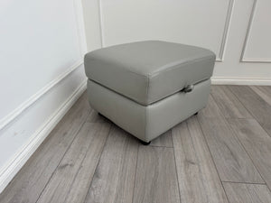 Furniture Village Light Grey Leather Storage Footstool