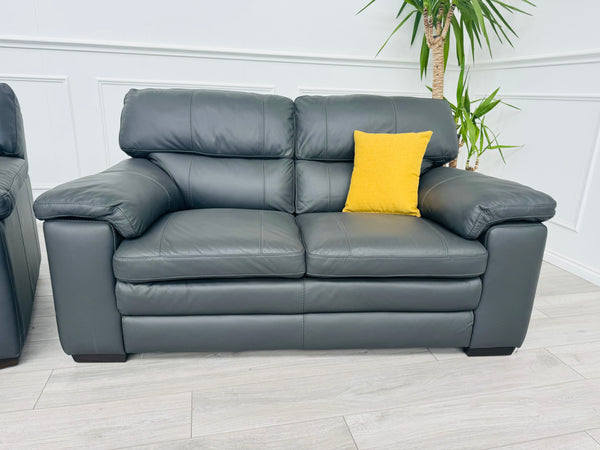 Cozee Dark Grey Leather 2.5+2 Seater Sofa Set