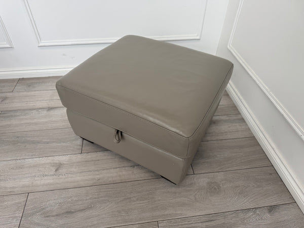 Furniture Village Light Taupe Leather Storage Footstool