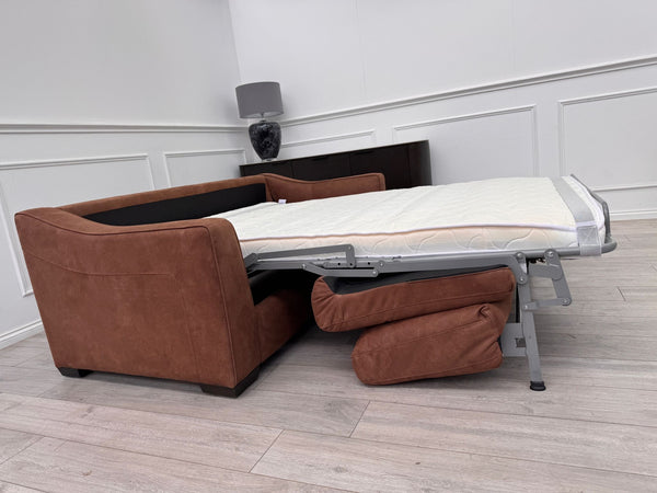 Optimus Tan Brown Fabric 3 Seater Pull Out Sofa Bed