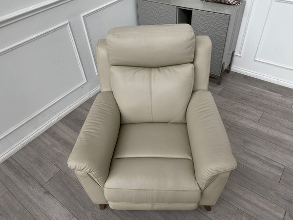 Cream/Ivory Leather Power Recliner Armchair