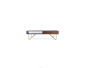 Designer Lottie Coffee Table - Natural Walnut/Golden Legs