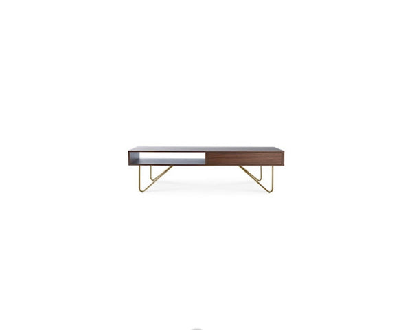 Designer Lottie Coffee Table - Natural Walnut/Golden Legs