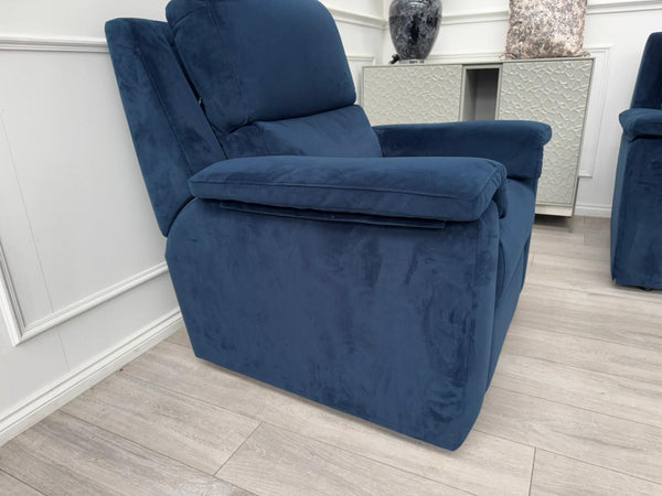 G Plan Harper Plush Indigo Premium Velvet Static 3 Seater + Armchair RRP £3,952