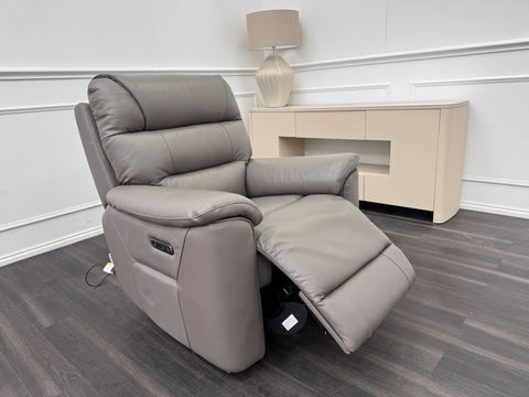 La Z Boy Parker Grey Leather Power Recliner Fabric Armchair