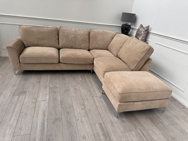 Legend Fabric Terminal End Corner Sofa Footstool Mushroom