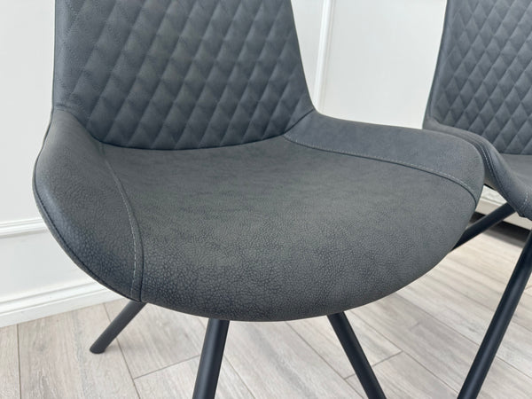 Ion Charcoal Grey Suede/Microfibre Pair of Dining Chairs