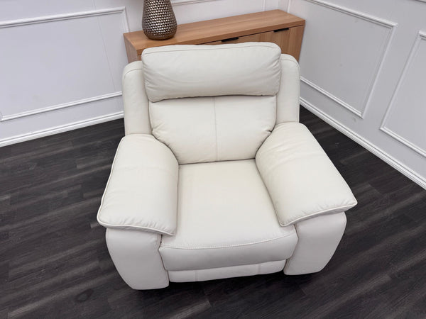 Starlight White Leather Power Recliner Power Headrest Armchair