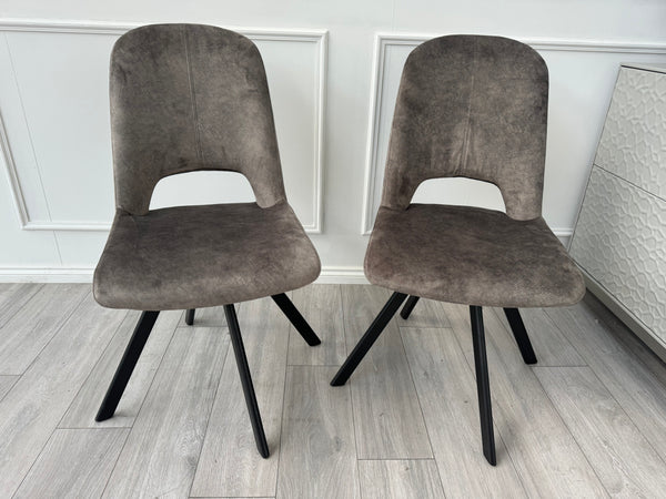 Enterprise Pair of 2 Brown Velvet Swivel Dining Chairs