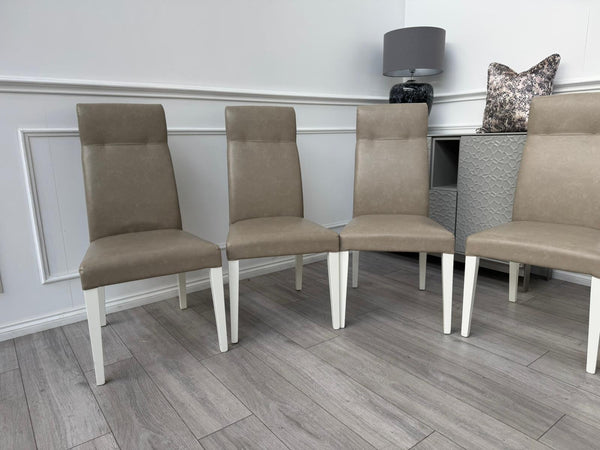ALF Fascina Set of 6 Faux Leather Dining Chairs Taupe/ Cream RRP £3,447