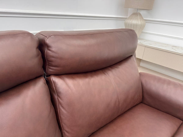 La Z Boy Kenzie 3 Seater Brown Leather Power Recliner Headrest Sofa