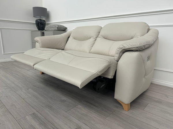 G Plan Jackson Power Recliner 3 Seater Sofa Cambridge Chalk Leather