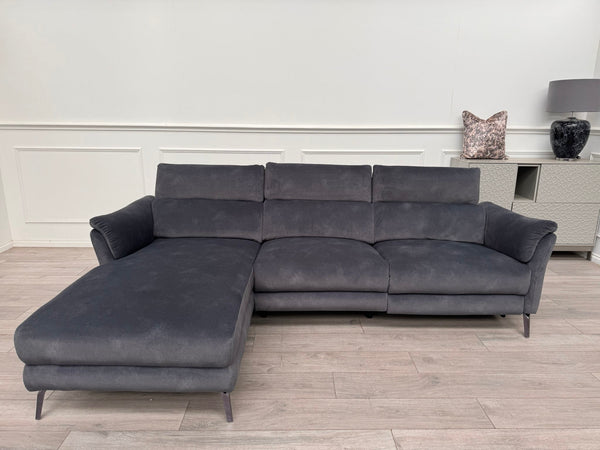 Missouri 3 Seater LHF Chaise Sofa In Charcoal Grey Fabric Power Recliner